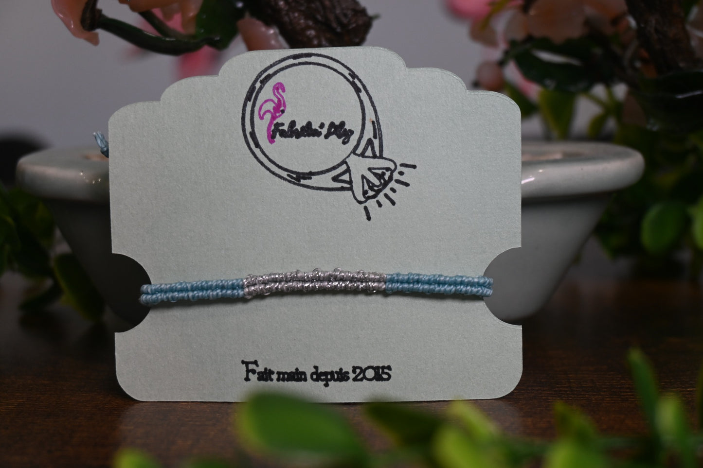 Bracelet macramé pailleté