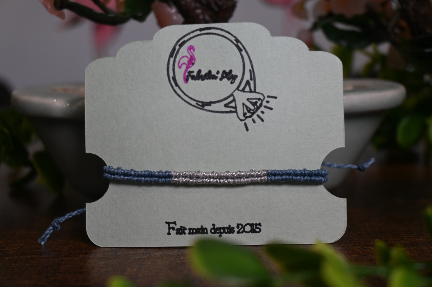 Bracelet macramé pailleté