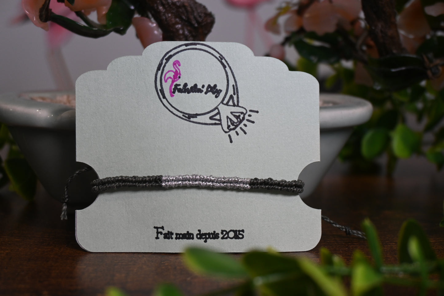 Bracelet macramé pailleté
