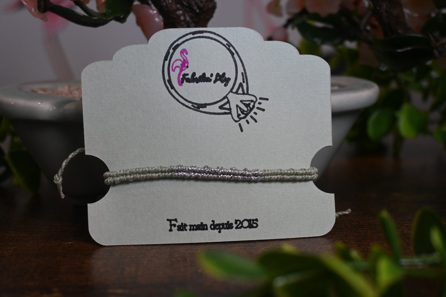 Bracelet macramé pailleté