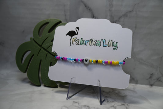 💖 Bracelet élastique – Perles de rocaille & cœur