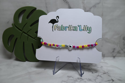 👁️ Bracelet élastique – Perles de rocaille & oeil