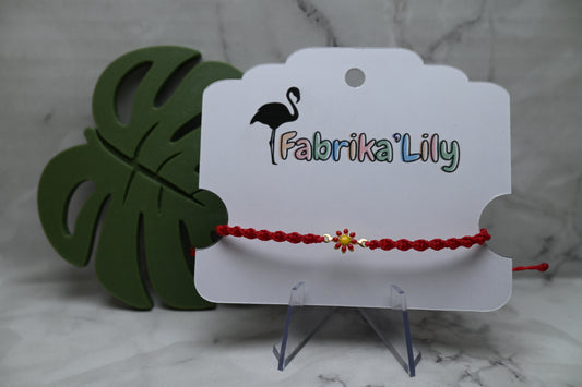 🌼 Bracelet macramé - Marguerites émaillées